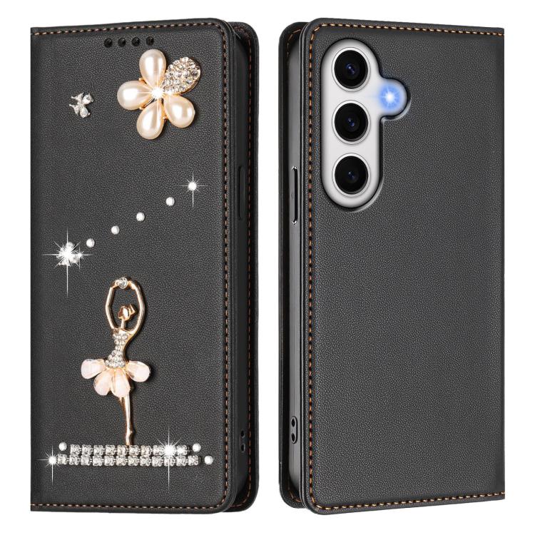 For Samsung Galaxy S24 FE 5G Ballet Girl Diamond Studded RFID Vegan Leather Phone Case