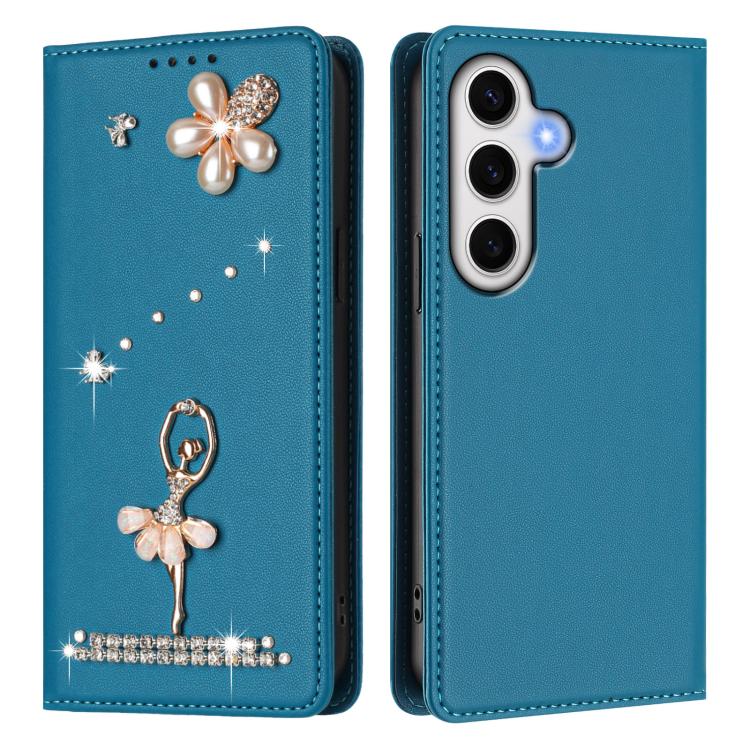 For Samsung Galaxy S24 FE 5G Ballet Girl Diamond Studded RFID Vegan Leather Phone Case