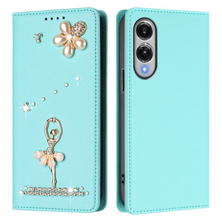 For Samsung Galaxy S25 Edge 5G Ballet Girl Diamond Studded RFID Vegan Leather Phone Case