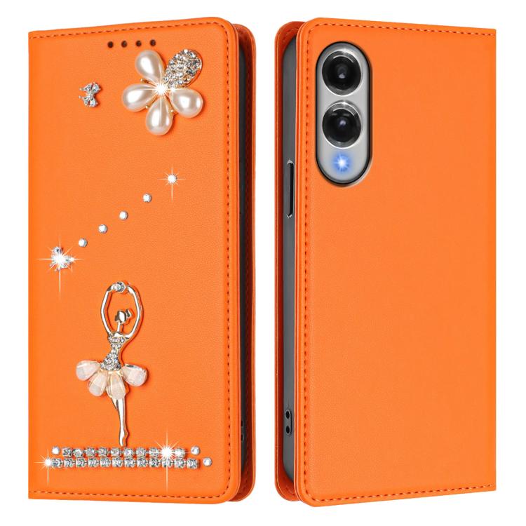 For Samsung Galaxy S25 Edge 5G Ballet Girl Diamond Studded RFID Vegan Leather Phone Case