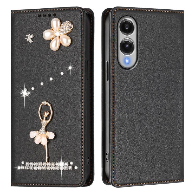 For Samsung Galaxy S25 Edge 5G Ballet Girl Diamond Studded RFID Vegan Leather Phone Case