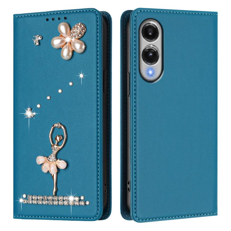 For Samsung Galaxy S25 Edge 5G Ballet Girl Diamond Studded RFID Vegan Leather Phone Case
