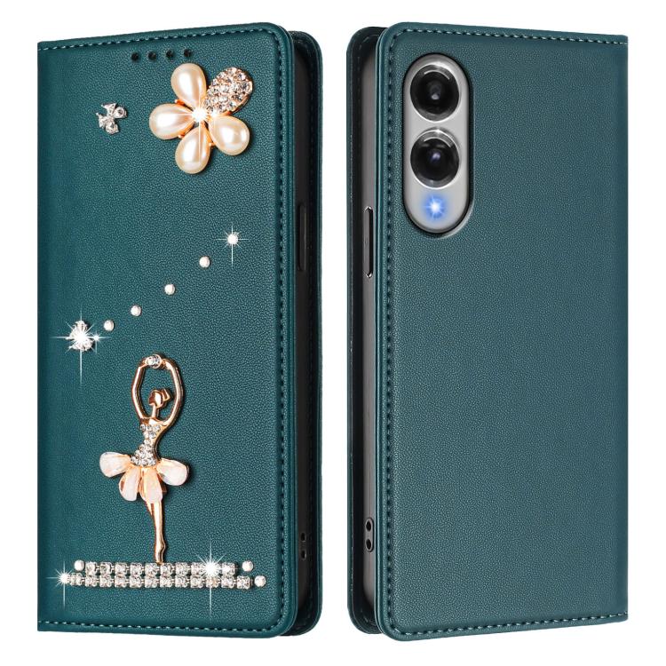 For Samsung Galaxy S25 Edge 5G Ballet Girl Diamond Studded RFID Vegan Leather Phone Case