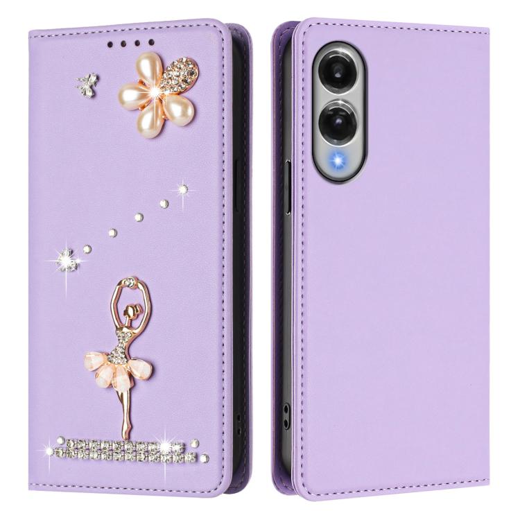 For Samsung Galaxy S25 Edge 5G Ballet Girl Diamond Studded RFID Vegan Leather Phone Case
