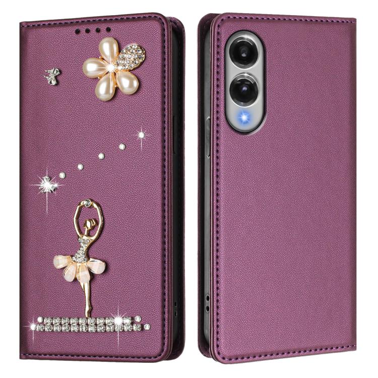 For Samsung Galaxy S25 Edge 5G Ballet Girl Diamond Studded RFID Vegan Leather Phone Case