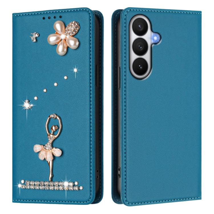 For Samsung Galaxy S26 5G Ballet Girl Diamond Studded RFID Vegan Leather Phone Case