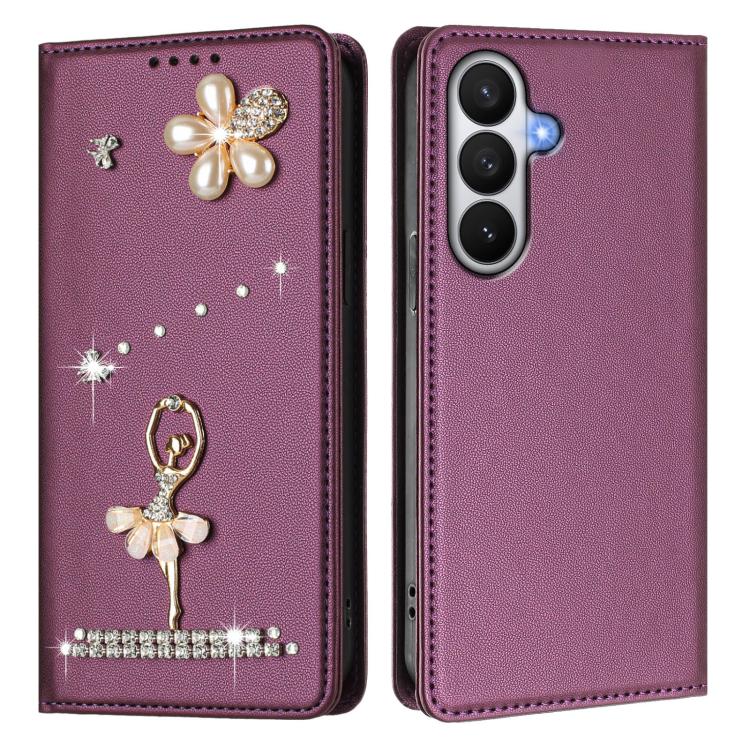 For Samsung Galaxy S26 5G Ballet Girl Diamond Studded RFID Vegan Leather Phone Case