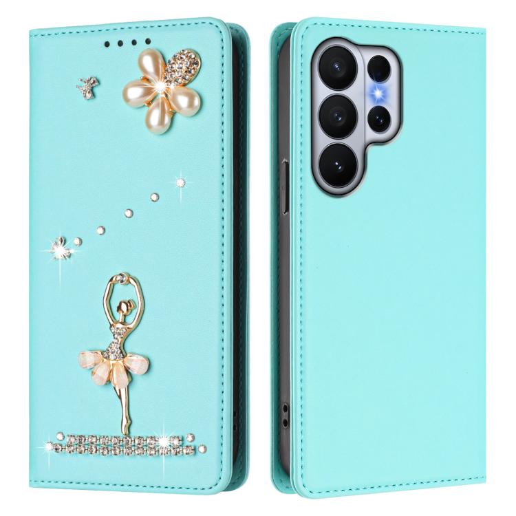 For Samsung Galaxy S26 Ultra 5G Ballet Girl Diamond Studded RFID Vegan Leather Phone Case