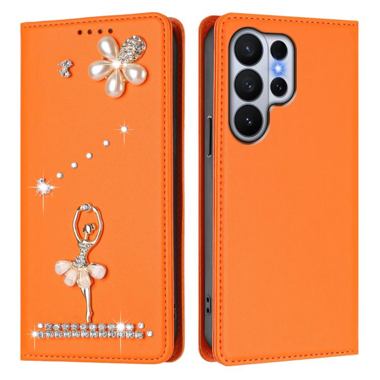 For Samsung Galaxy S26 Ultra 5G Ballet Girl Diamond Studded RFID Vegan Leather Phone Case