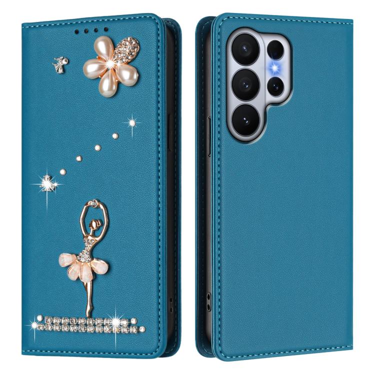For Samsung Galaxy S26 Ultra 5G Ballet Girl Diamond Studded RFID Vegan Leather Phone Case