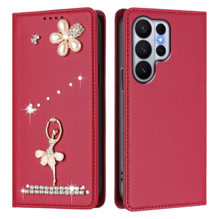 For Samsung Galaxy S26 Ultra 5G Ballet Girl Diamond Studded RFID Vegan Leather Phone Case