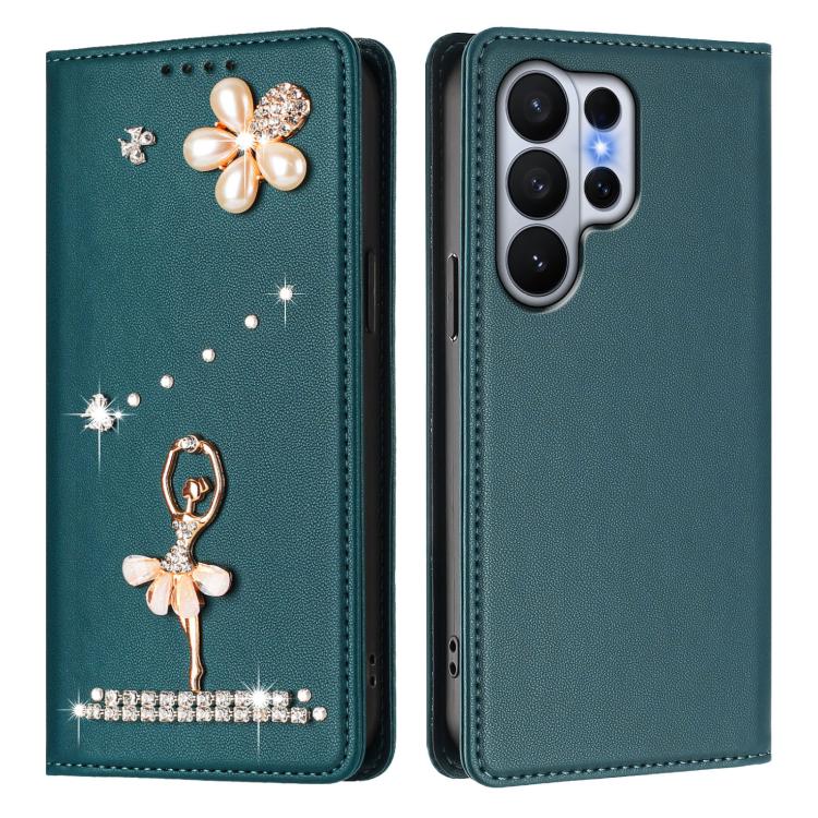 For Samsung Galaxy S26 Ultra 5G Ballet Girl Diamond Studded RFID Vegan Leather Phone Case