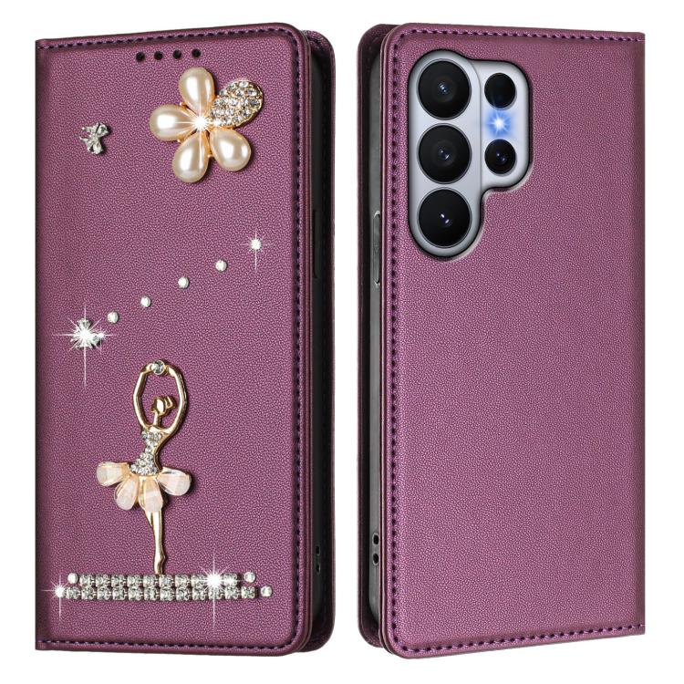 For Samsung Galaxy S26 Ultra 5G Ballet Girl Diamond Studded RFID Vegan Leather Phone Case