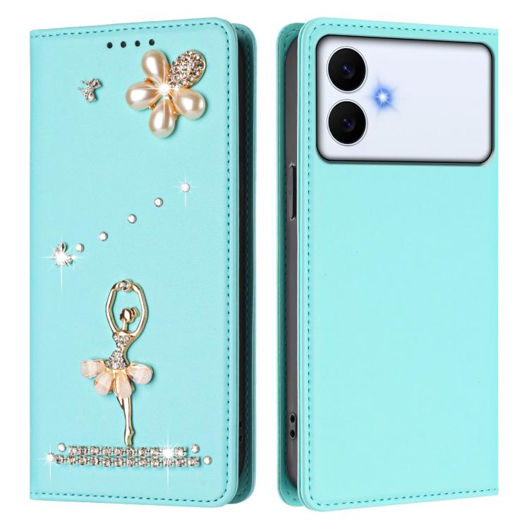 For Samsung Galaxy S26 Edge 5G Ballet Girl Diamond Studded RFID Vegan Leather Phone Case