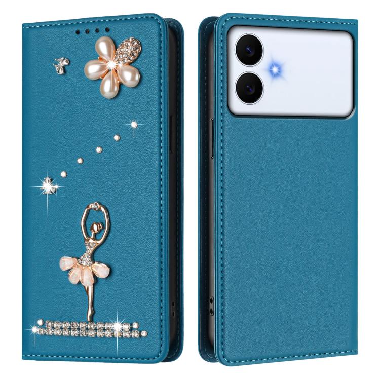 For Samsung Galaxy S26 Edge 5G Ballet Girl Diamond Studded RFID Vegan Leather Phone Case