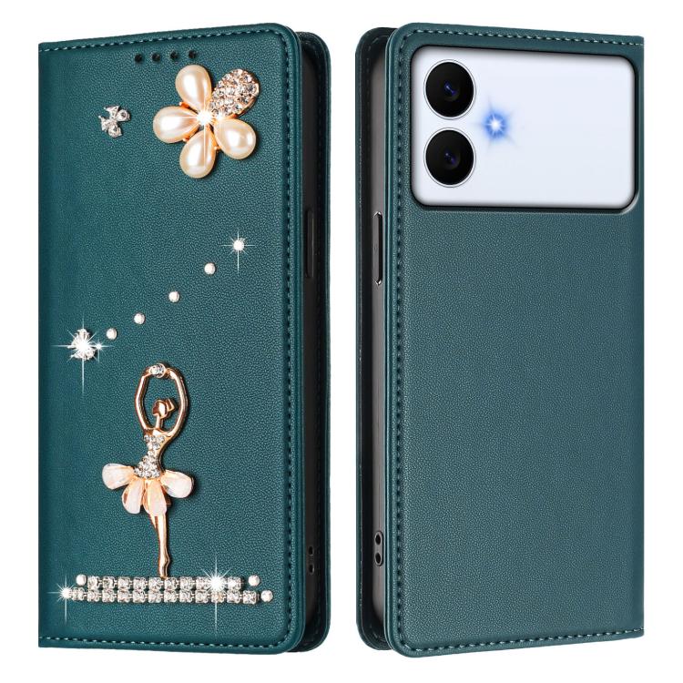 For Samsung Galaxy S26 Edge 5G Ballet Girl Diamond Studded RFID Vegan Leather Phone Case