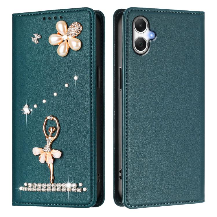 For Samsung Galaxy A05 / M05 / F05 4G Ballet Girl Diamond Studded RFID Vegan Leather Phone Case