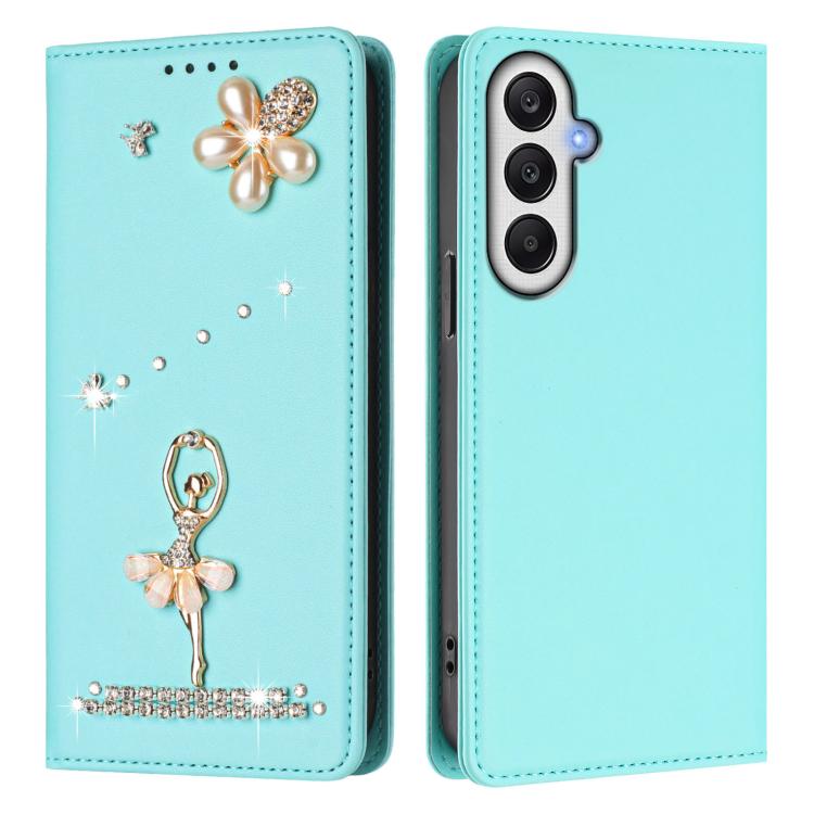 For Samsung Galaxy A05s 4G / F14 4G Ballet Girl Diamond Studded RFID Vegan Leather Phone Case