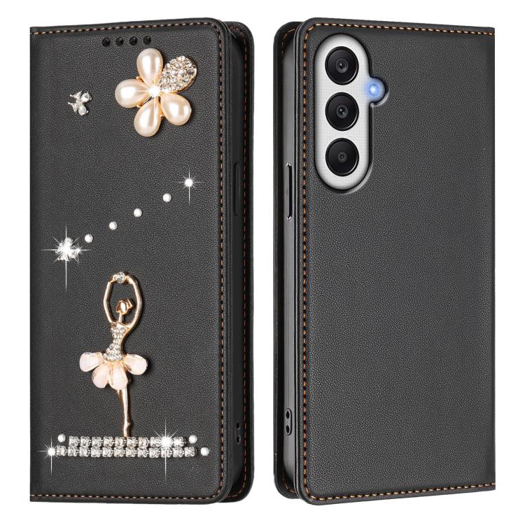 For Samsung Galaxy A05s 4G / F14 4G Ballet Girl Diamond Studded RFID Vegan Leather Phone Case