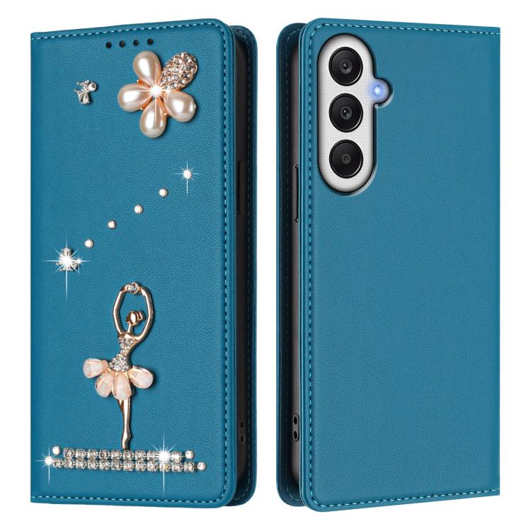For Samsung Galaxy A05s 4G / F14 4G Ballet Girl Diamond Studded RFID Vegan Leather Phone Case