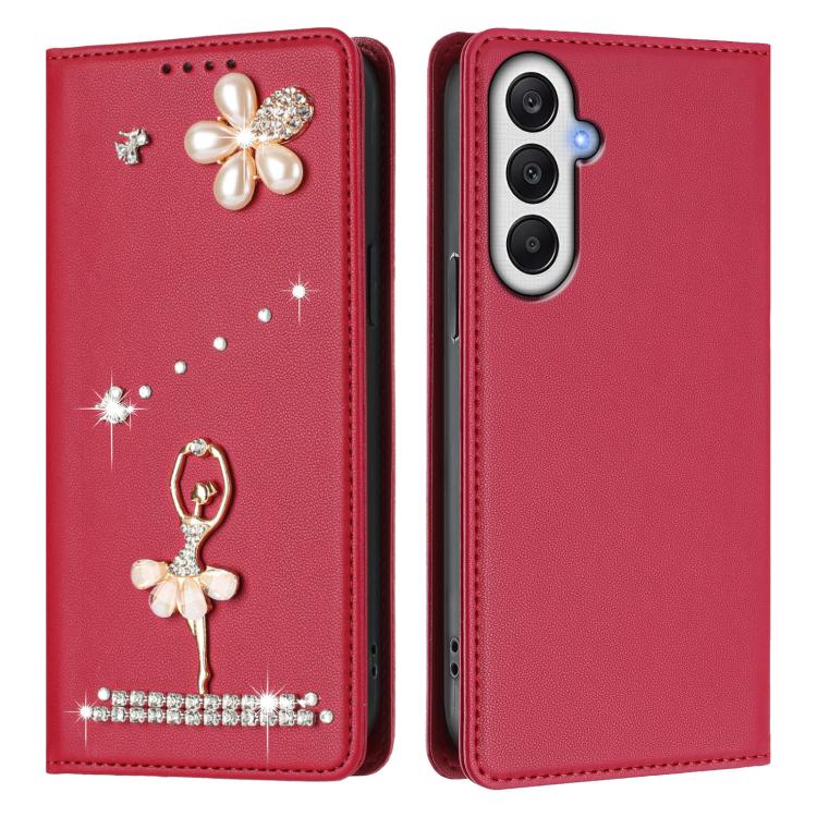 For Samsung Galaxy A05s 4G / F14 4G Ballet Girl Diamond Studded RFID Vegan Leather Phone Case