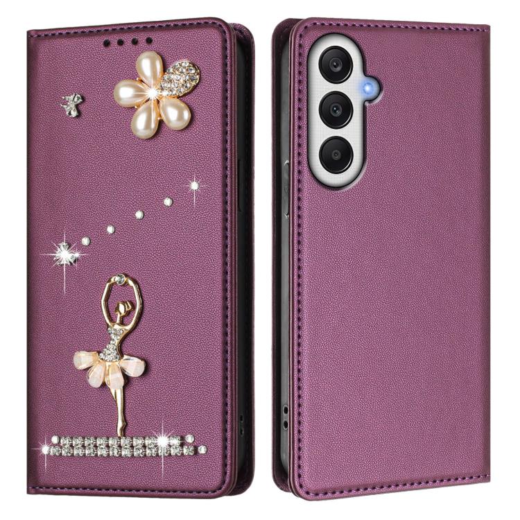 For Samsung Galaxy A05s 4G / F14 4G Ballet Girl Diamond Studded RFID Vegan Leather Phone Case