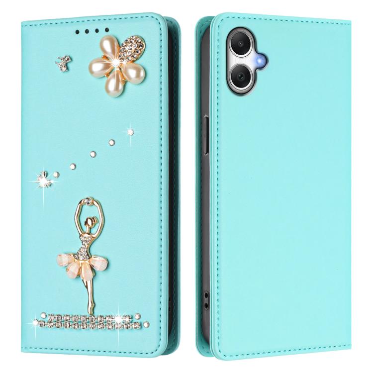 For Samsung Galaxy A07 4G / A06 5G Ballet Girl Diamond Studded RFID Vegan Leather Phone Case