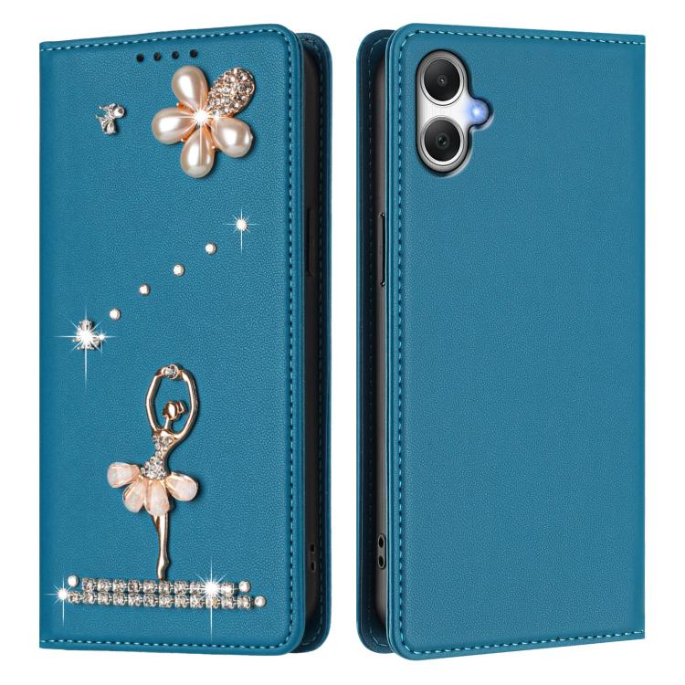 For Samsung Galaxy A07 4G / A06 5G Ballet Girl Diamond Studded RFID Vegan Leather Phone Case