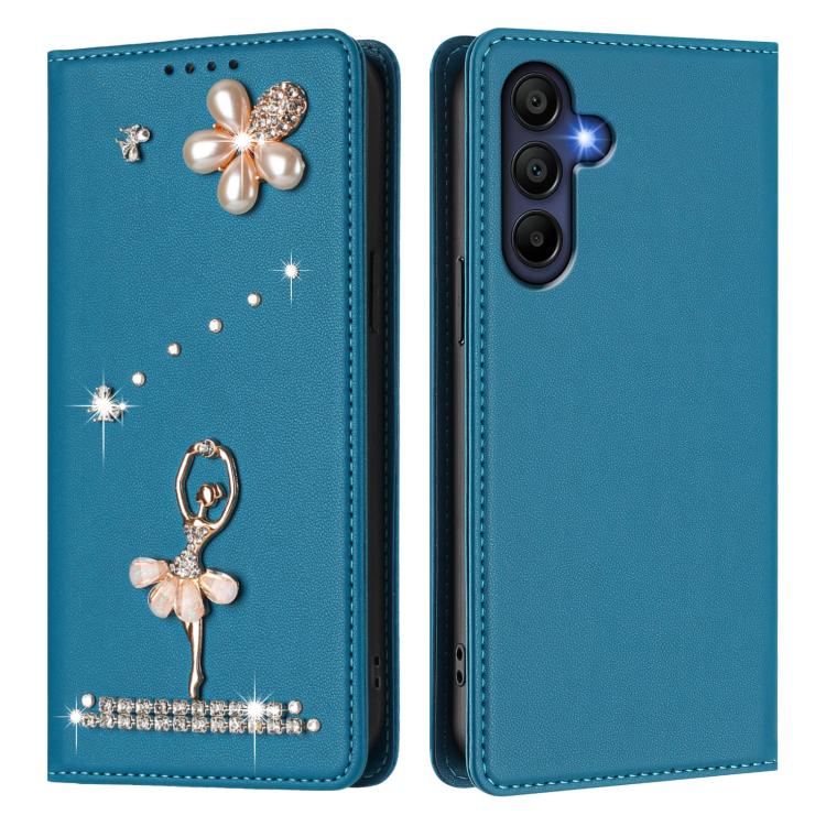 For Samsung Galaxy A16 5G / 4G Ballet Girl Diamond Studded RFID Vegan Leather Phone Case