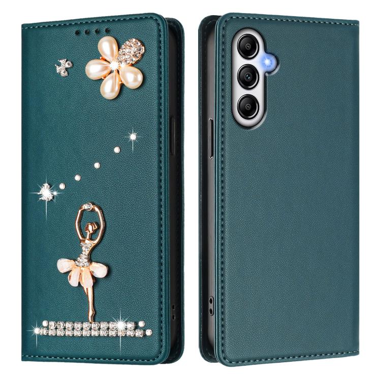 For Samsung Galaxy A25 5G Ballet Girl Diamond Studded RFID Vegan Leather Phone Case