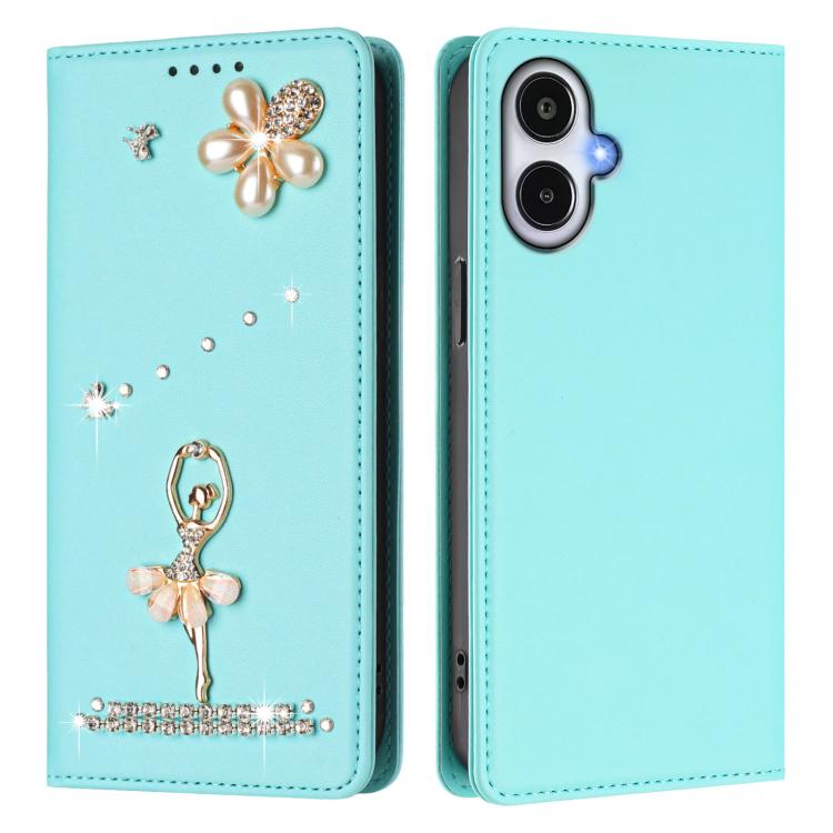 For Samsung Galaxy A25e / A25 5G JP Ballet Girl Diamond Studded RFID Vegan Leather Phone Case