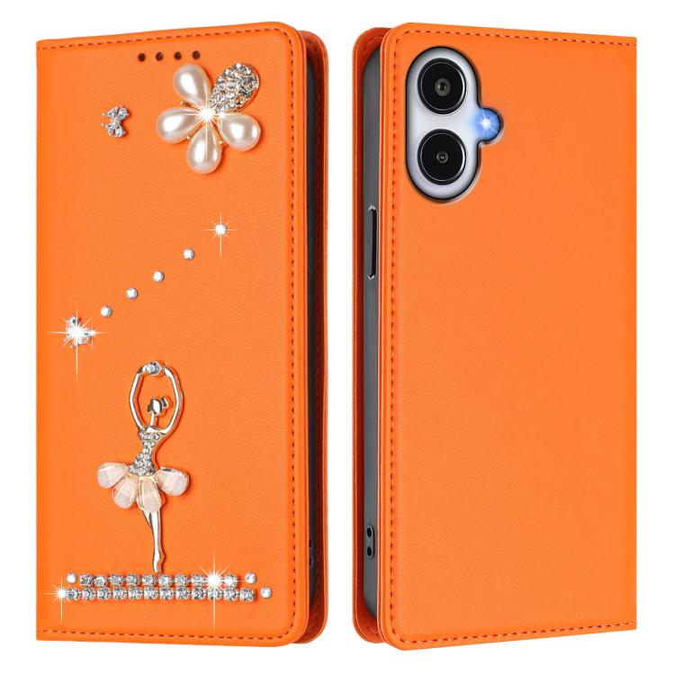 For Samsung Galaxy A25e / A25 5G JP Ballet Girl Diamond Studded RFID Vegan Leather Phone Case