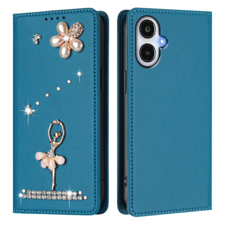 For Samsung Galaxy A25e / A25 5G JP Ballet Girl Diamond Studded RFID Vegan Leather Phone Case