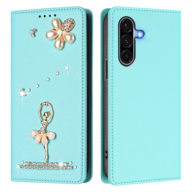 For Samsung Galaxy A36 5G Ballet Girl Diamond Studded RFID Vegan Leather Phone Case