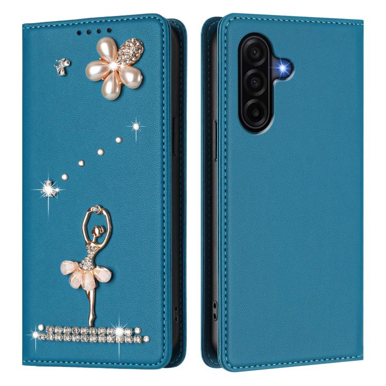 For Samsung Galaxy A37 5G Ballet Girl Diamond Studded RFID Vegan Leather Phone Case