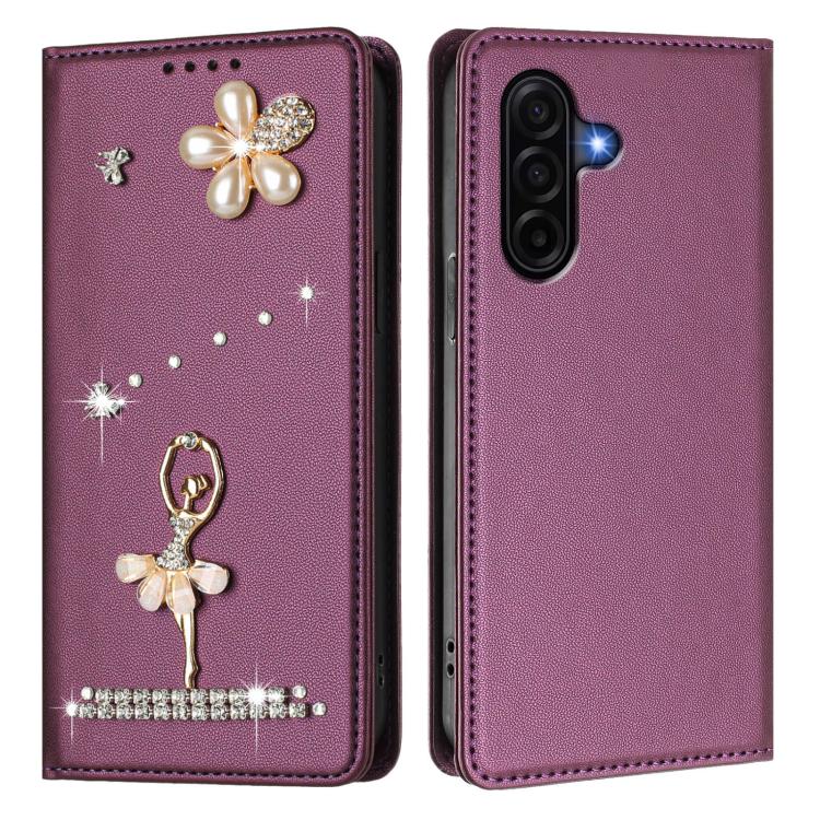 For Samsung Galaxy A37 5G Ballet Girl Diamond Studded RFID Vegan Leather Phone Case