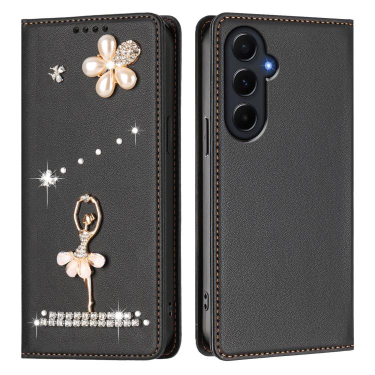 For Samsung Galaxy A55 5G Ballet Girl Diamond Studded RFID Vegan Leather Phone Case