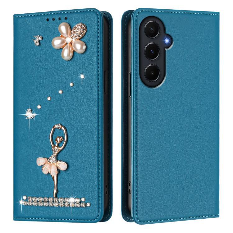 For Samsung Galaxy A55 5G Ballet Girl Diamond Studded RFID Vegan Leather Phone Case