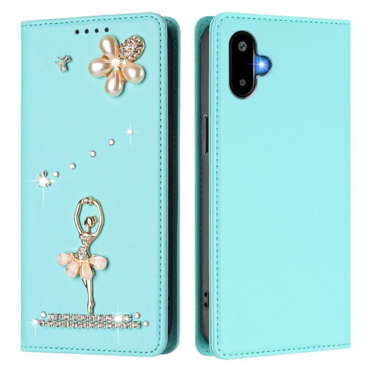 For Samsung Galaxy F06 5G / M06 5G Ballet Girl Diamond Studded RFID Vegan Leather Phone Case