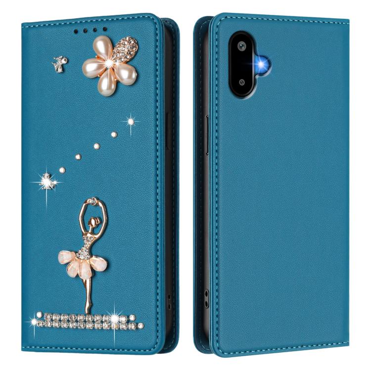 For Samsung Galaxy F06 5G / M06 5G Ballet Girl Diamond Studded RFID Vegan Leather Phone Case