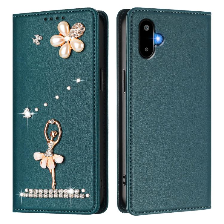 For Samsung Galaxy F06 5G / M06 5G Ballet Girl Diamond Studded RFID Vegan Leather Phone Case