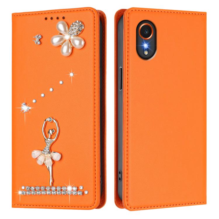 For Samsung Galaxy XCover7 Ballet Girl Diamond Studded RFID Vegan Leather Phone Case