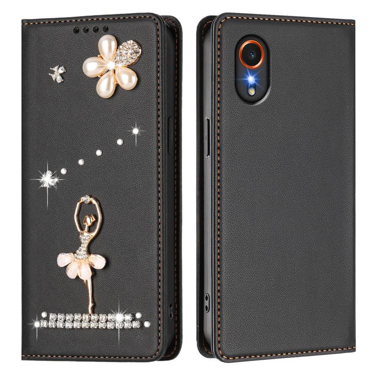 For Samsung Galaxy XCover7 Ballet Girl Diamond Studded RFID Vegan Leather Phone Case