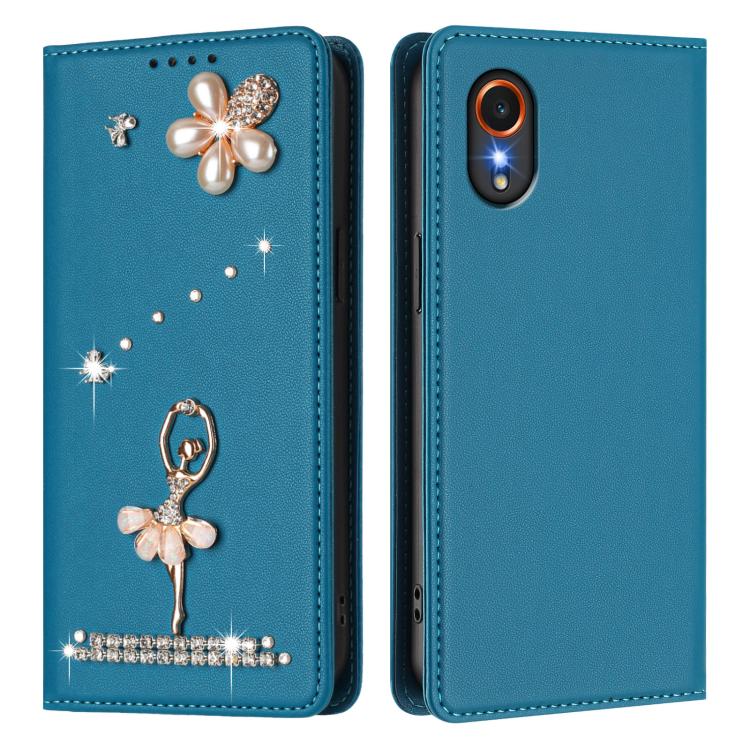For Samsung Galaxy XCover7 Ballet Girl Diamond Studded RFID Vegan Leather Phone Case