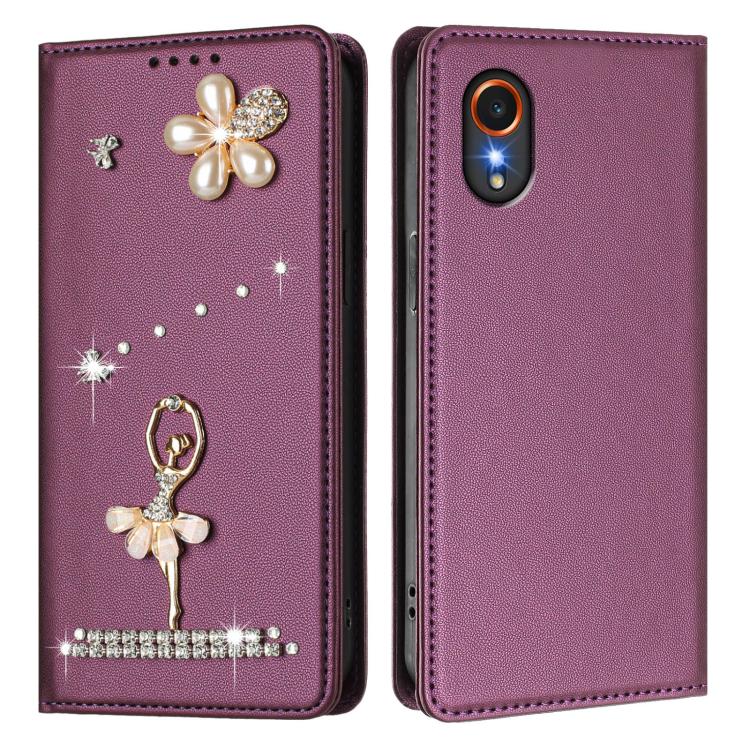 For Samsung Galaxy XCover7 Ballet Girl Diamond Studded RFID Vegan Leather Phone Case