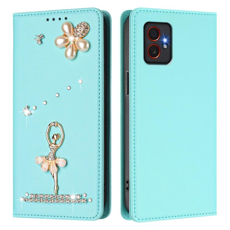 For Samsung Galaxy XCover7 Pro Ballet Girl Diamond Studded RFID Vegan Leather Phone Case
