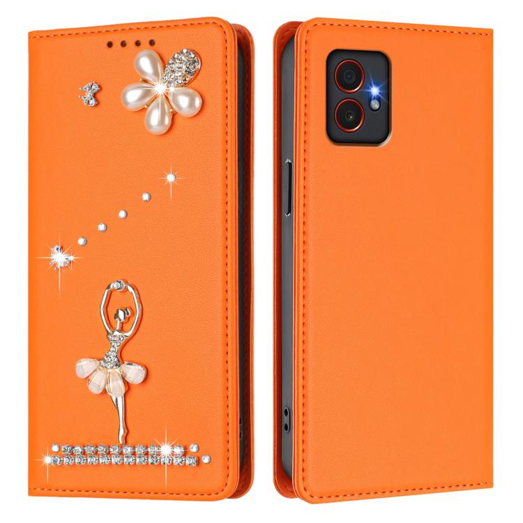 For Samsung Galaxy XCover7 Pro Ballet Girl Diamond Studded RFID Vegan Leather Phone Case