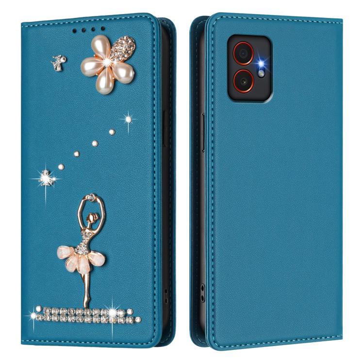 For Samsung Galaxy XCover7 Pro Ballet Girl Diamond Studded RFID Vegan Leather Phone Case