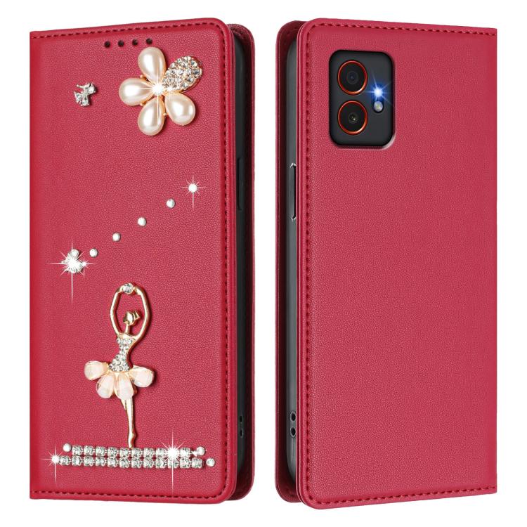For Samsung Galaxy XCover7 Pro Ballet Girl Diamond Studded RFID Vegan Leather Phone Case