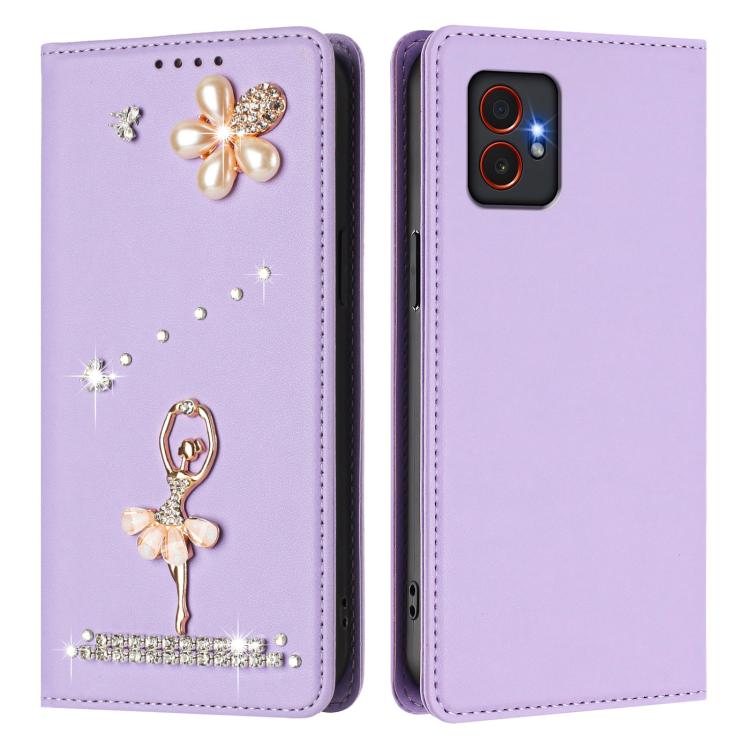 For Samsung Galaxy XCover7 Pro Ballet Girl Diamond Studded RFID Vegan Leather Phone Case